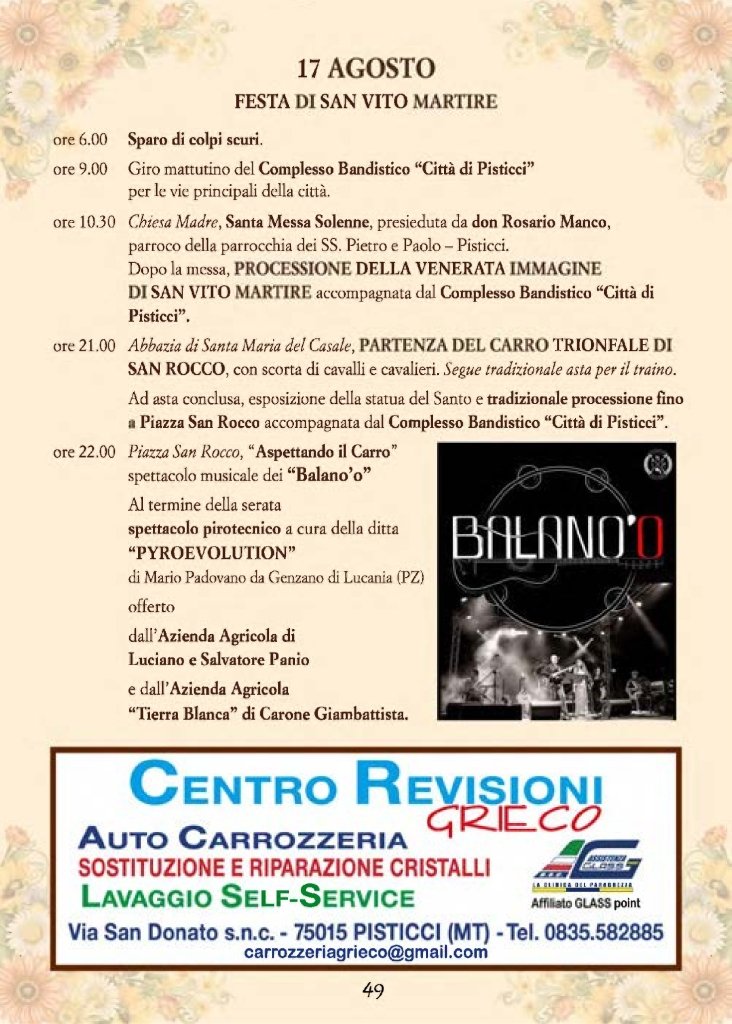 Pagina del programma ufficiale della giornata